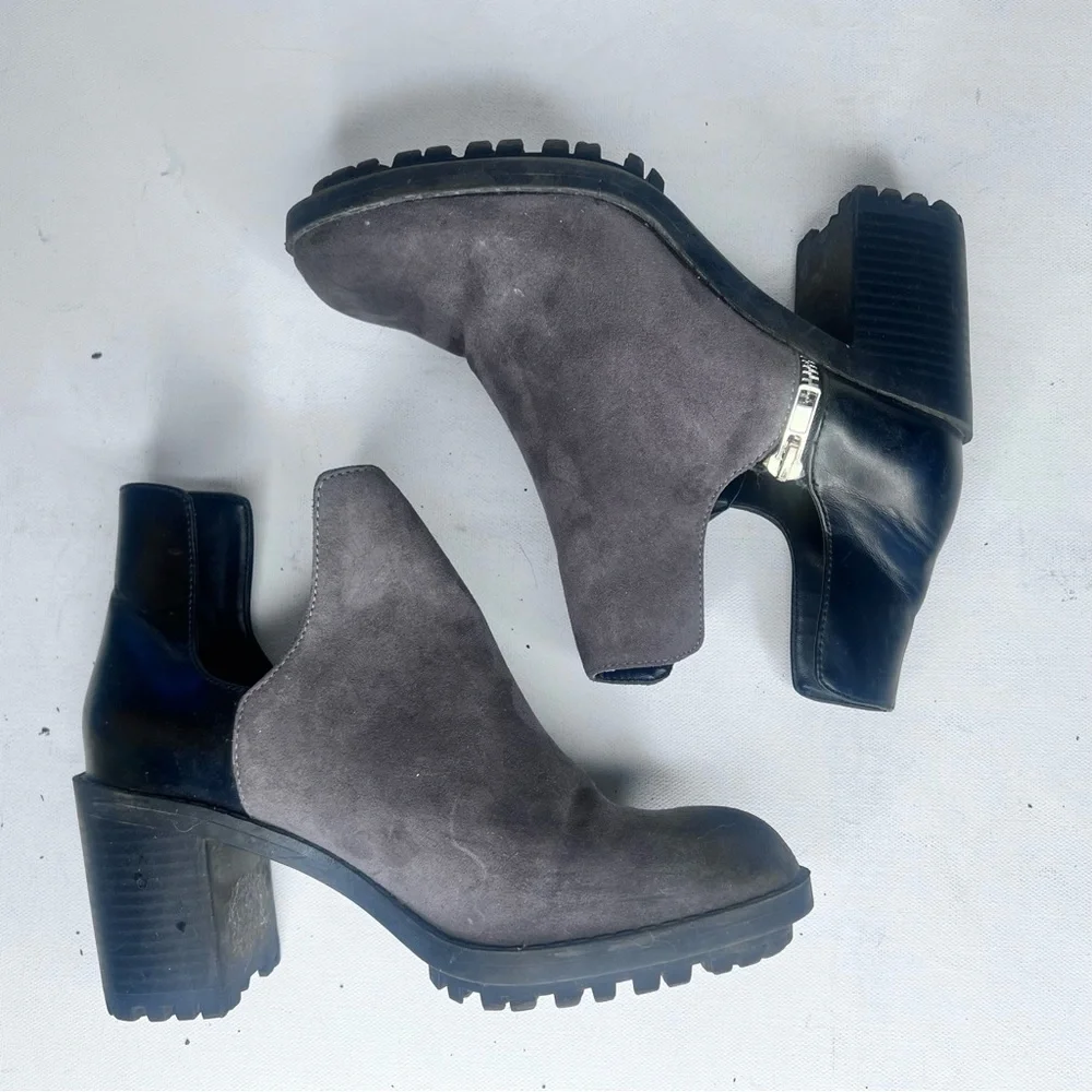 - Zara gray suede black leather ankle boot